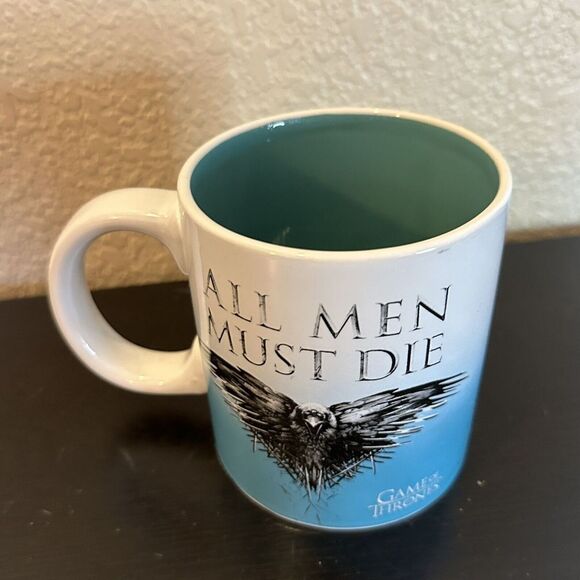 Mug Game Of Thrones All Men Must Die oversized coffee cup crow hawk teal HBO GOT - Picture 4 of 5
